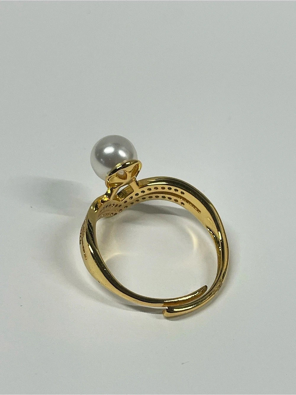 Rare Color Gold & White Pearl Statement Ring size 6 or Adjustable. - Picture 4 of 7